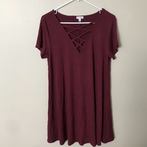 NWOT Maroon Cross Swing Dress
